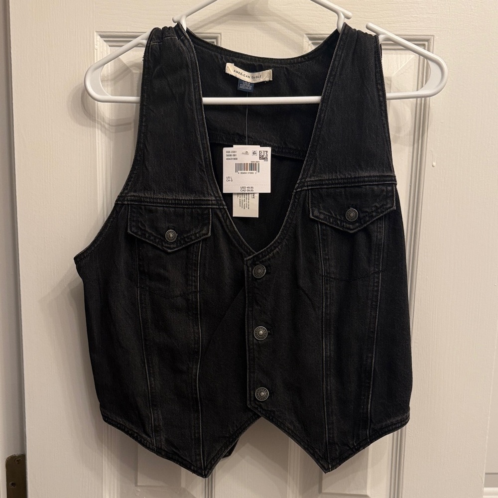 American Eagle Outfitters Charcoal Denim Vest